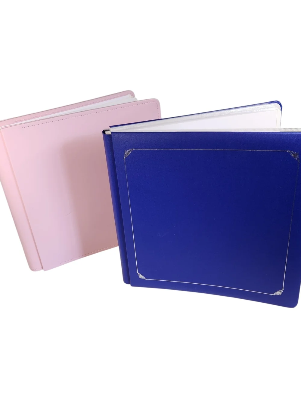 Creative Memories Scrapbook Photo Album 12 x 12 Pink Leather Blue Canvas Lot (2)